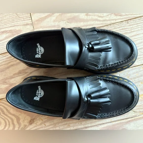 Dr Martens Adrian quad Black Platform Loafers with Tassels size 9 - Picture 2 of 5
